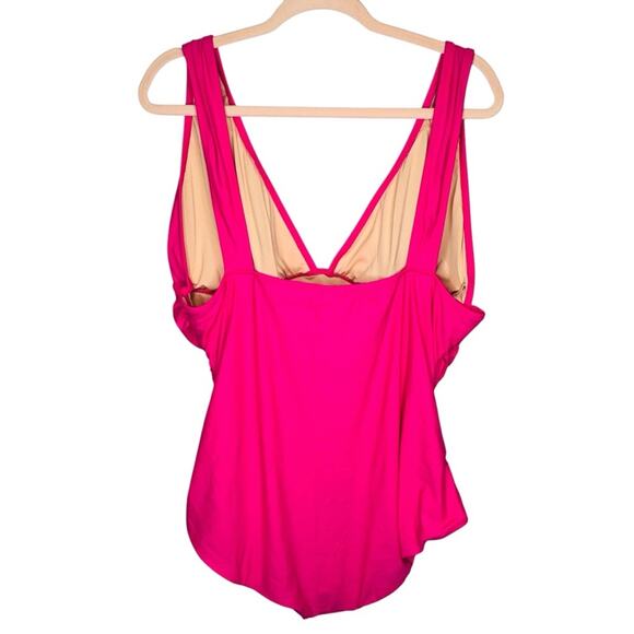 NWT J Crew Ruched One Piece Bathing Suit Swim Fuchsia Size 24 Plus - Picture 6 of 8